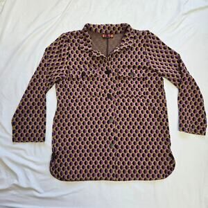 ISLE BY MELIS KOZAN  70s Retro Boxy Oversized Button Down Knit Top Size XS